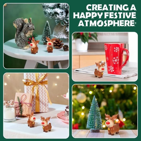 Goodsright Decor 5 Pcs Mini Reindeer Statue Cartoon Antler Deer Elk Pattern Figurine Animal Cake Topper Desktop Decorative Ornaments for Children Kids Style 1