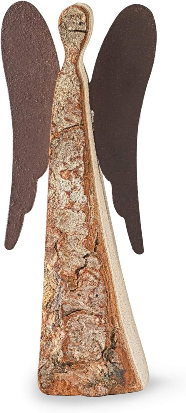 Goodsright Decor Wooden Guardian Angel Figurines for Love, Peace, Inspiration - Remembrance Angel Collectible Statue - Christmas Wood Angel Decor - Rustic Angel Gift in Memory of Loved Ones - Medium