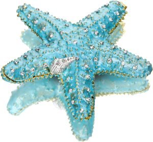 Goodsright Decor Hinged Metal Starfish Jewelry Box Decorative Box Ring Holder Trinket Organizer Earring Necklace Storage Box Jewelry Display Box Gift for Women Girl