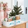 Goodsright Decor Christmas Hot Cocoa Bar Decor Box Hot Cocoa Bar Wood Storage Box Xmas Blue Bar Holder Box Hot Cocoa Decorative Christmas Cute Wood Storage Bins for Home Kitchen Office Farmhouse Gift