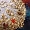 Goodsright Decor 5pcs Chinese Wedding Retro Bride Gold Red Circular Fan Handmade Dragon and Phoenix Flower Decoration Craft Photography Jewelry Decoration Props(1/2/3/4/5)