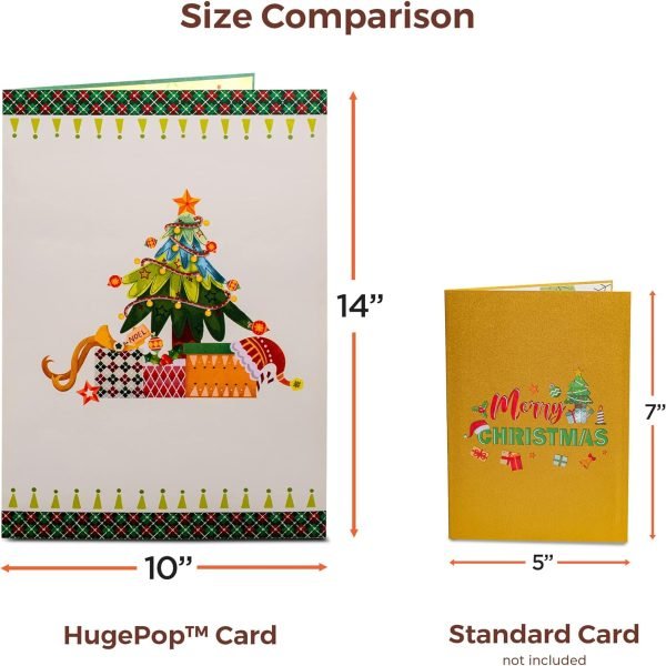 Goodsright Decor Merry Christmas Card, Jumbo Supersized Pop Up Christmas Card, Holiday Decoration Gift, 10" x 14" Cover - Includes Envelope and Note Tag