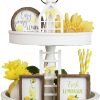 Goodsright Decor The Ultimate Farmhouse Tiered Tray Decor Set - Beautiful Year Round Seasonal & Fall Holiday Decoration Bundle - The Perfect Lemon and Summer Centerpiece Design for Home & Kitchen Decor