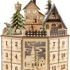 Goodsright Decor Wooden Christmas Advent Calendar, Countdown to Christmas, LED Holiday Decoration, Battery Operated, Reindeer Village