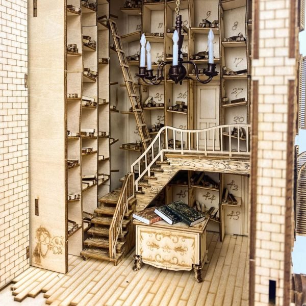 Goodsright Decor Book Nook Kit-DIY Bookshelf Insert-Dollhouse Booknook Wooden Miniature Model Decor Building Kit-Decorative Bookend Wizard Ornaments-Magic Wand Shop (DIY Kits)