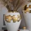 Goodsright Decor Modern Ginger Jars, vases with lids, Storage Jars for Home Decor, Gilded Decorative Ginger Jars (White, Small)