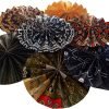 Goodsright Decor Handmade African Fan-Round Folding Handheld Fan for Costume, Dance, Party, Festival, Summer, Home Decor - Traditional Ankara Fabric Fan with Colorful Ethnic Print, Leather Handle (Design 11)
