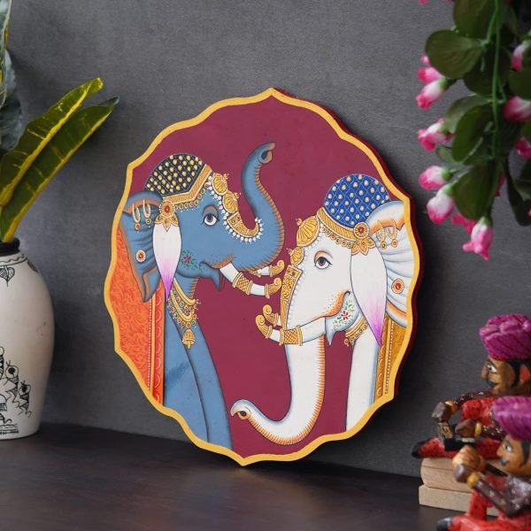 Goodsright Decor Craft Handpainted Pichwai Cow Painting On Wooden Plate For Home Decor, Handmade Gifts, Indian Art, Ethnic Wall Decor (12 X 12 INCH) BY Crafted Creations.