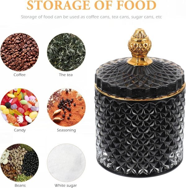 Goodsright Decor Crystal Diamond Faceted Jar with Lid Glass Apothecary Jars Qtip Holder Home Decorative Storage Container Bathroom Canisters Counter Vanity Organizer for Decoration Wedding Candy Storage
