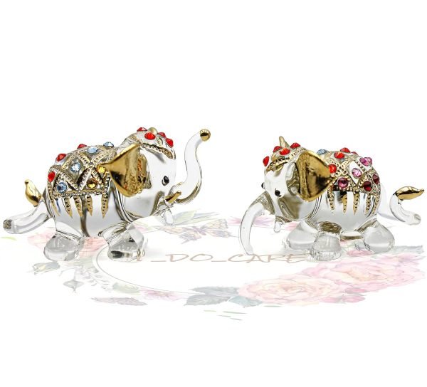 Goodsright Decor Mini Elephant Set 2 Elephant Animal Miniatures Statue Figurines 2pcs/Set Lucky Elephants for Home, Office, Kitchen, Bathroom D??cor, Shelf Ornaments
