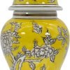 Goodsright Decor 8" Ceramic Ginger Jar with Lid - Tea Storage, Decorative, Home Decor Jar (Orange & White)