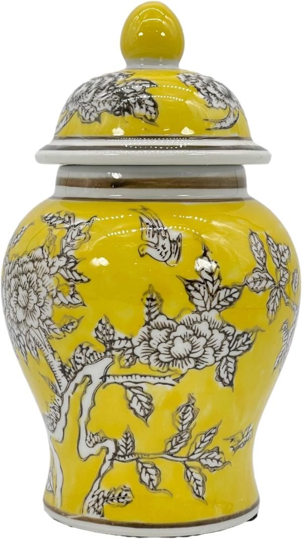 Goodsright Decor 8" Ceramic Ginger Jar with Lid - Tea Storage, Decorative, Home Decor Jar (Orange & White)