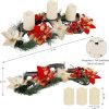 Goodsright Decor Christmas Centerpiece, Christmas Candle Holders, Christmas Tabletop Poinsettia Centerpiece with 3 Flameless Candle, Romantic Holiday Candelabrum for Home Party Christmas Table Mantel Decorations