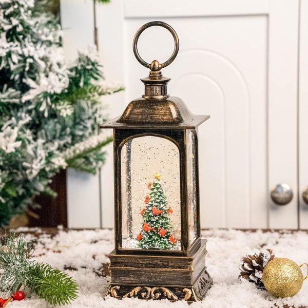 Goodsright Decor Christmas Snow Globes, Cardinal Christmas Tree Water Lantern, USB Powered & Battery, Holiday Decorations Gifts for Family, Children or Friends