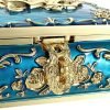 Goodsright Decor Metal Decorative Jewelry Box Vintage Treasure Chest Case Ornate Trinket Organizer Earrings Necklace Bracelet Storage Box Ring Holder Keepsake Box for Women Girls