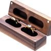 Goodsright Decor Wooden Double Ring Box for Wedding Ceremony Engagement, Ring Storage Holder Decorative Box for 2 Rings