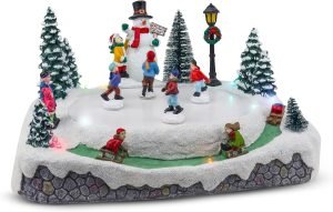 Goodsright Decor Christmas Village Skating Pond Animated Lighted Musical Snow Village Perfect Addition to Your Christmas Indoor Decorations & Holiday Displays