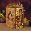 Goodsright Decor DIY Book Nook Kit,DIY Miniature Doll House Kit with Furniture and LED,Wooden Bookend Bookshelf Insert Decor-Creativity Gift for Friend Lover??JTSL-12??