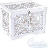 Goodsright Decor Wedding Money Box Holder with Sign, Large Rustic Wood Wooden Envelop Gift Card Boxes with Lock Slot for Reception Anniversary Party Parties White