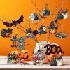 Goodsright Decor 36 Pcs Halloween Wood Ornament for Tree Vintage Halloween Ornaments Wooden Halloween Hanging Decorations Pumpkin Witch Black Cat Wood Cutouts with Ropes for Home Party Decor (Witch Hat)