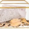 Goodsright Decor 10.2" x 5.9" x 7.9" Small Glass Cards Box with Slot and Lock for Wedding Reception - Birthdays Party Card Holder, Home Geometric Decorative, Clear Gold Terrarium (Glass Box Only)