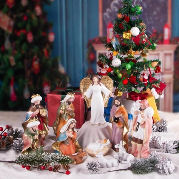 Goodsright Decor Christmas Nativity Set,7.5" Colorful Collectible Religious Decoration, Indoor Holiday Decoration in Gift Box 11-Piece Set