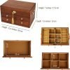 Goodsright Decor Wooden Jewelry Box with Lock and Key for Women, 2 Drawers Medium Size Real Natural Wood Lockable Antique Girls Organizer Boxes with Large Storage, Ring Compartments, Built in Necklace Hooks