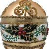 Goodsright Decor Faberg?? Egg 5-Inch Blown Glass Christmas Tree Ornament Mistletoe Leaves (Green Matte)