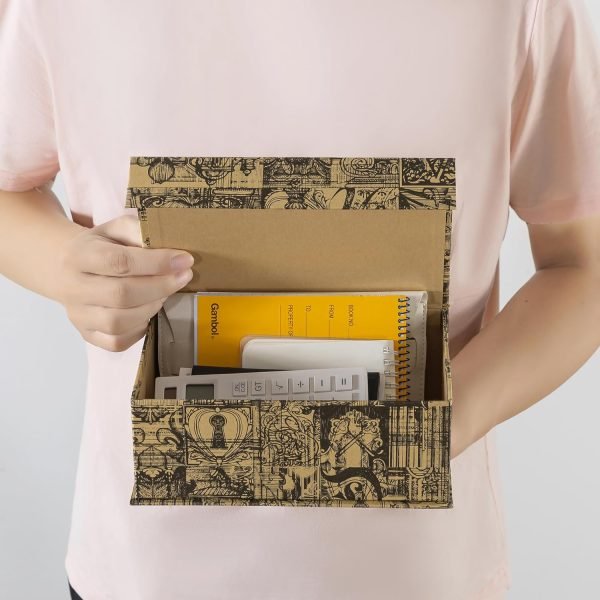 Goodsright Decor Decorative Storage Boxes - Set of 5: Antique Memory Keepsake Boxes with Lids, Travel Cardboard Storage for Organizing and Home D??cor, Unique Gift Boxes with Magnetic Closure