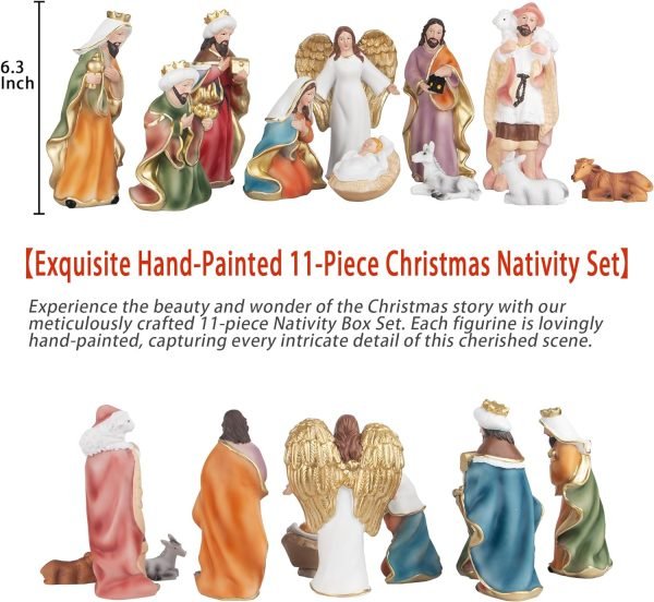 Goodsright Decor Christmas Nativity Set,7.5" Colorful Collectible Religious Decoration, Indoor Holiday Decoration in Gift Box 11-Piece Set