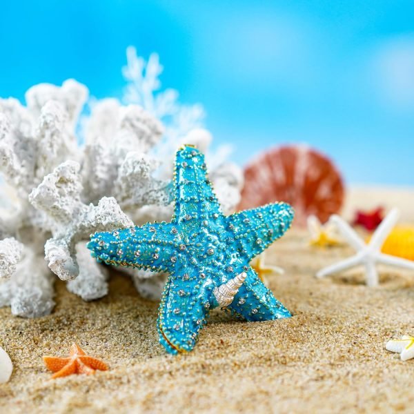 Goodsright Decor Hinged Metal Starfish Jewelry Box Decorative Box Ring Holder Trinket Organizer Earring Necklace Storage Box Jewelry Display Box Gift for Women Girl