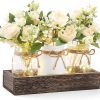 Goodsright Decor Jar Lights Centerpiece Table Decorations for Dining Room Farmhouse Coffee Table Decor Tray with 3 Jars Flowers Christmas Centerpieces Decor for Kitchen Living Dining Room, Orange