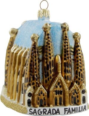 Goodsright Decor Sagrada Familia Cathedral Barcelona Spain Basilica is a UNESCO World Herritage Site Designed Glass Chritmas Tree Ornament Travel Souvenir Landmark