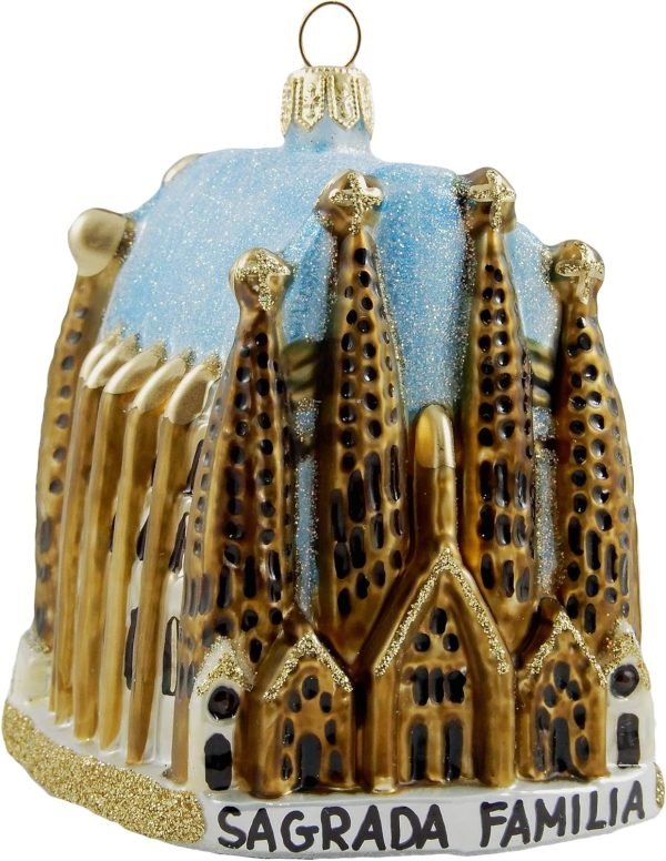Goodsright Decor Sagrada Familia Cathedral Barcelona Spain Basilica is a UNESCO World Herritage Site Designed Glass Chritmas Tree Ornament Travel Souvenir Landmark
