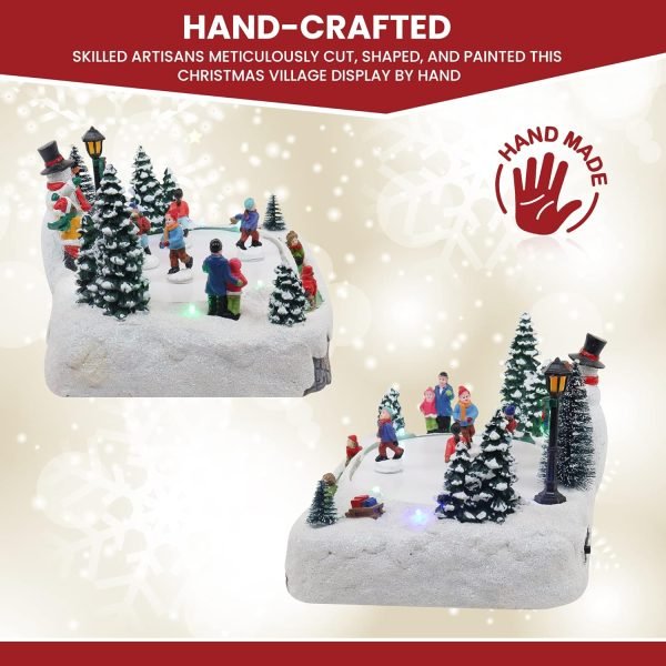 Goodsright Decor Christmas Village Skating Pond Animated Lighted Musical Snow Village Perfect Addition to Your Christmas Indoor Decorations & Holiday Displays