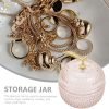 Goodsright Decor Glass Jewelry Jar Apple Shaped Box Clear Candy Containers Small Trinket Box Crystal Cosmetic Holder Powder Puff Container Box for Rings Earrings Necklace Candy Dish