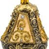 Goodsright Decor Christmas Bell Ornament 4-Inch Blown Glass (Gold Embellished)