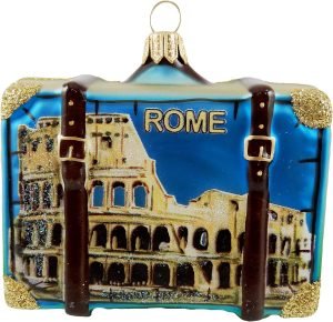 Goodsright Decor Rome Italy Suitcase Pisa Colosseum Travel Glass Christmas Ornament Souvenir Decoration