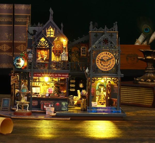 Goodsright Decor DIY Miniature Dollhouse Kit Magic Castle,Tiny House to Build Live in,Mini Handmade Unzip 3D Wooden Puzzle Furnishing Decor Model(ES012-Holo Magic City)