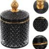 Goodsright Decor Crystal Diamond Faceted Jar with Lid Glass Apothecary Jars Qtip Holder Home Decorative Storage Container Bathroom Canisters Counter Vanity Organizer for Decoration Wedding Candy Storage