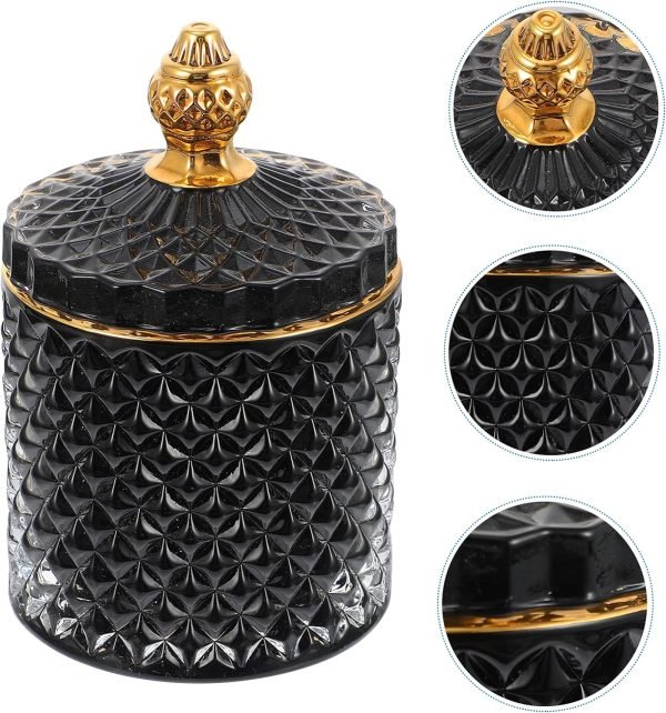 Goodsright Decor Crystal Diamond Faceted Jar with Lid Glass Apothecary Jars Qtip Holder Home Decorative Storage Container Bathroom Canisters Counter Vanity Organizer for Decoration Wedding Candy Storage