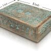 Goodsright Decor Great Birthday Gifts Handmade Decorative Wooden Jewelry Box Tree Of Life Carving Jewelry Organizer Keepsake Box Treasure Chest Trinket Holder Watch Box Storage Lock Box Housewarming Gift (Blue)