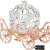 Goodsright Decor Rose Gold & Silver Plated Cinderella Pumpkin Coach Ornament with Crystals Home Halloween Decor Holiday Tabletop Decoration Showpiece Gift for Christmas Thanksgiving Birthday for Mom