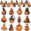 Goodsright Decor 36 Pcs Halloween Wood Ornament for Tree Vintage Halloween Ornaments Wooden Halloween Hanging Decorations Pumpkin Witch Black Cat Wood Cutouts with Ropes for Home Party Decor (Witch Hat)