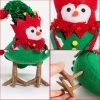 Goodsright Decor Christmas Table Decorations Birds, Set of 3 Christmas Standing Bird Figurine Table Top Decor, Tiered Tray Decor Green White Xmas Birds Ornaments