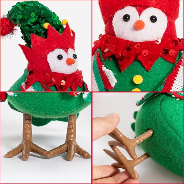 Goodsright Decor Christmas Table Decorations Birds, Set of 3 Christmas Standing Bird Figurine Table Top Decor, Tiered Tray Decor Green White Xmas Birds Ornaments