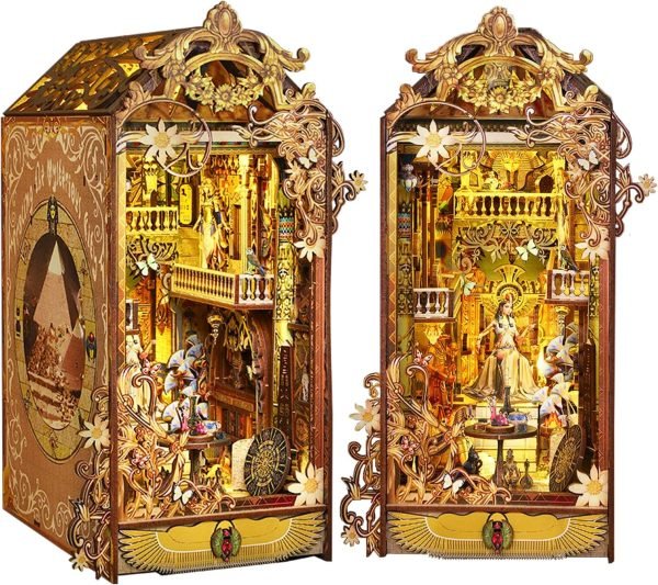 Goodsright Decor DIY Book Nook Kit,DIY Miniature Doll House Kit with Furniture and LED,Wooden Bookend Bookshelf Insert Decor-Creativity Gift for Friend Lover??JTSL-12??