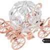Goodsright Decor Rose Gold & Silver Plated Cinderella Pumpkin Coach Ornament with Crystals Home Halloween Decor Holiday Tabletop Decoration Showpiece Gift for Christmas Thanksgiving Birthday for Mom