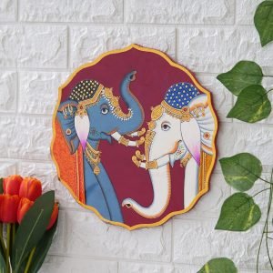 Goodsright Decor Craft Handpainted Pichwai Cow Painting On Wooden Plate For Home Decor, Handmade Gifts, Indian Art, Ethnic Wall Decor (12 X 12 INCH) BY Crafted Creations.