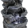 Goodsright Decor Indoor Fountains Tabletop Fountain Indoor Waterfall Fountain Stacked Rocks Water Feature Feng Shui Zen Meditation Relaxation Desktop Fountain with LED Light for Home and Office Decor(Style 8)